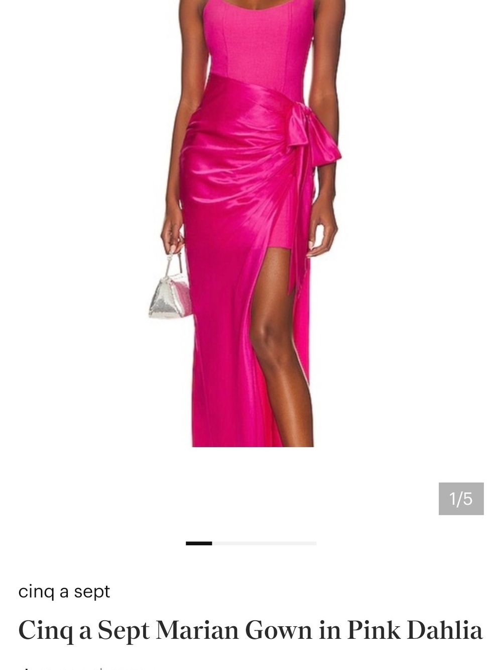 cinq a sept Hot Pink Satin Maxi Dress with Side Bow - Picture 16 of 16